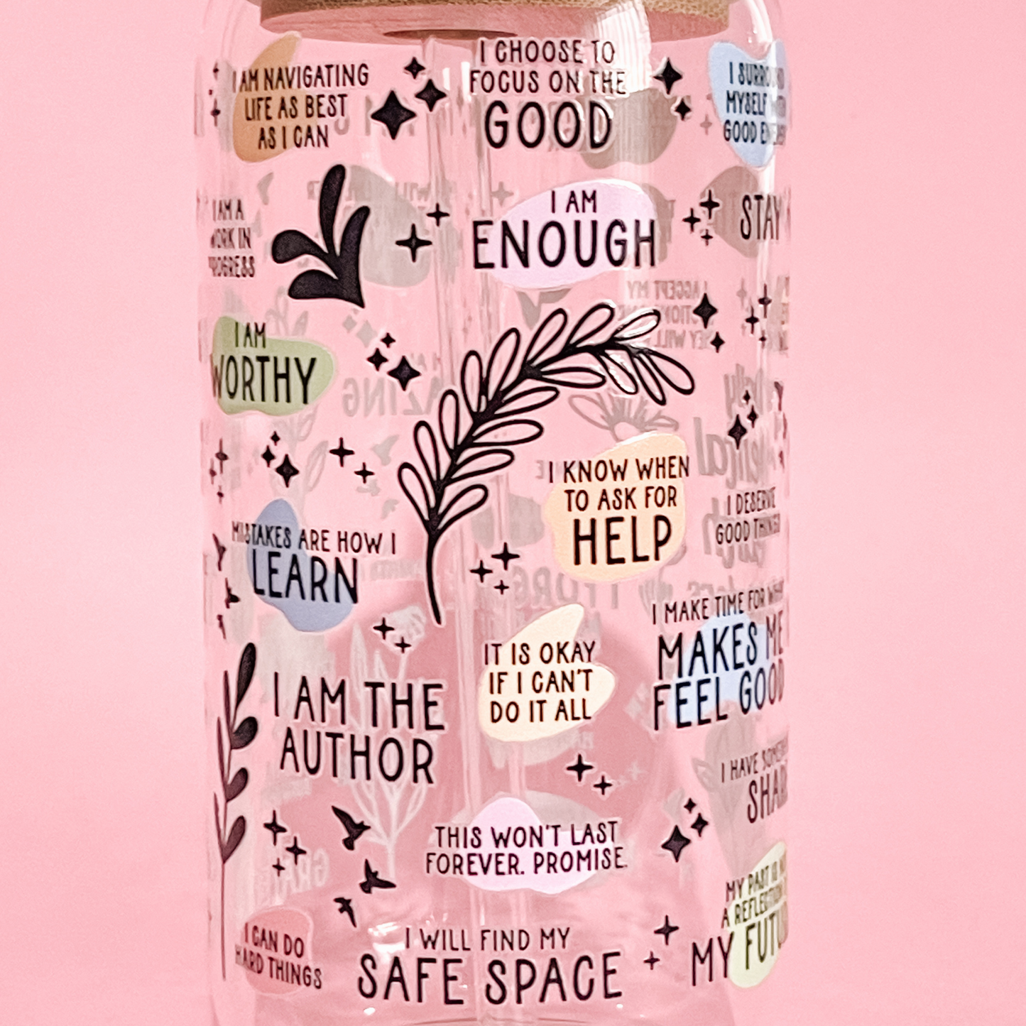 'Daily Mental Health Reminders' 16/20 oz Glass Can - All Bloomy