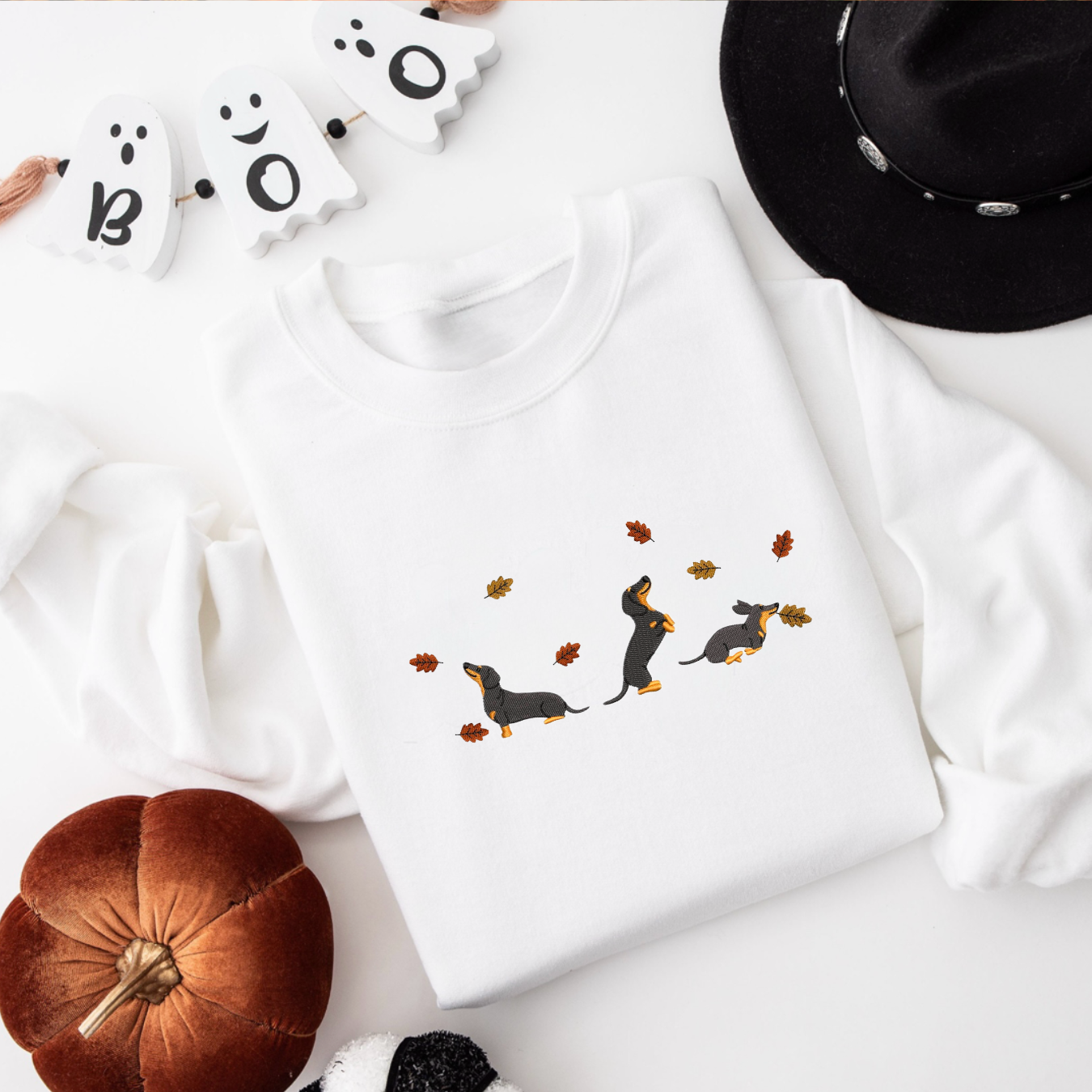 ‘’Autumn Dachshund” Embroidered Sweatshirt