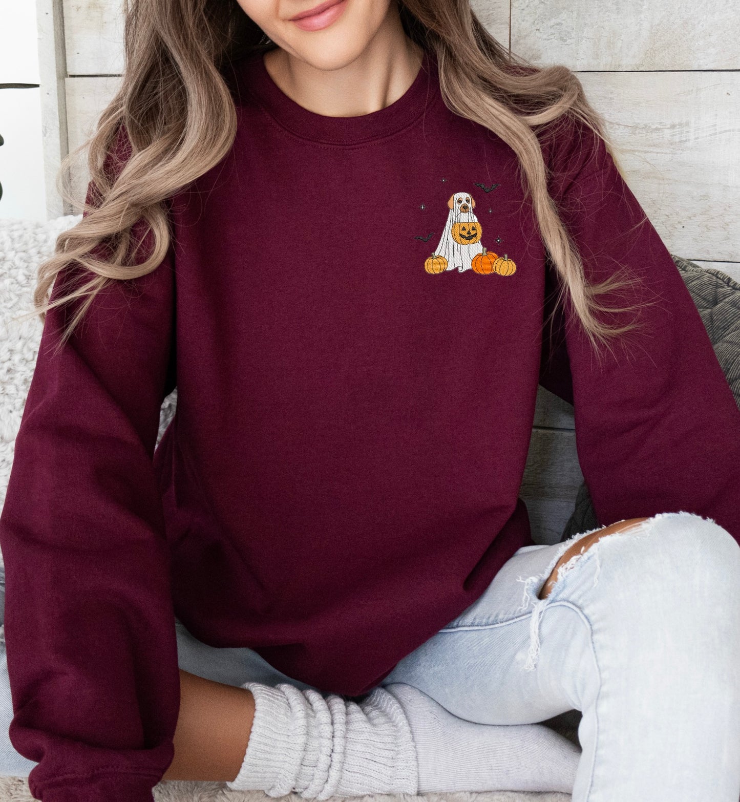 “Trick & Treat Dog Boo” Embroidered Sweatshirt