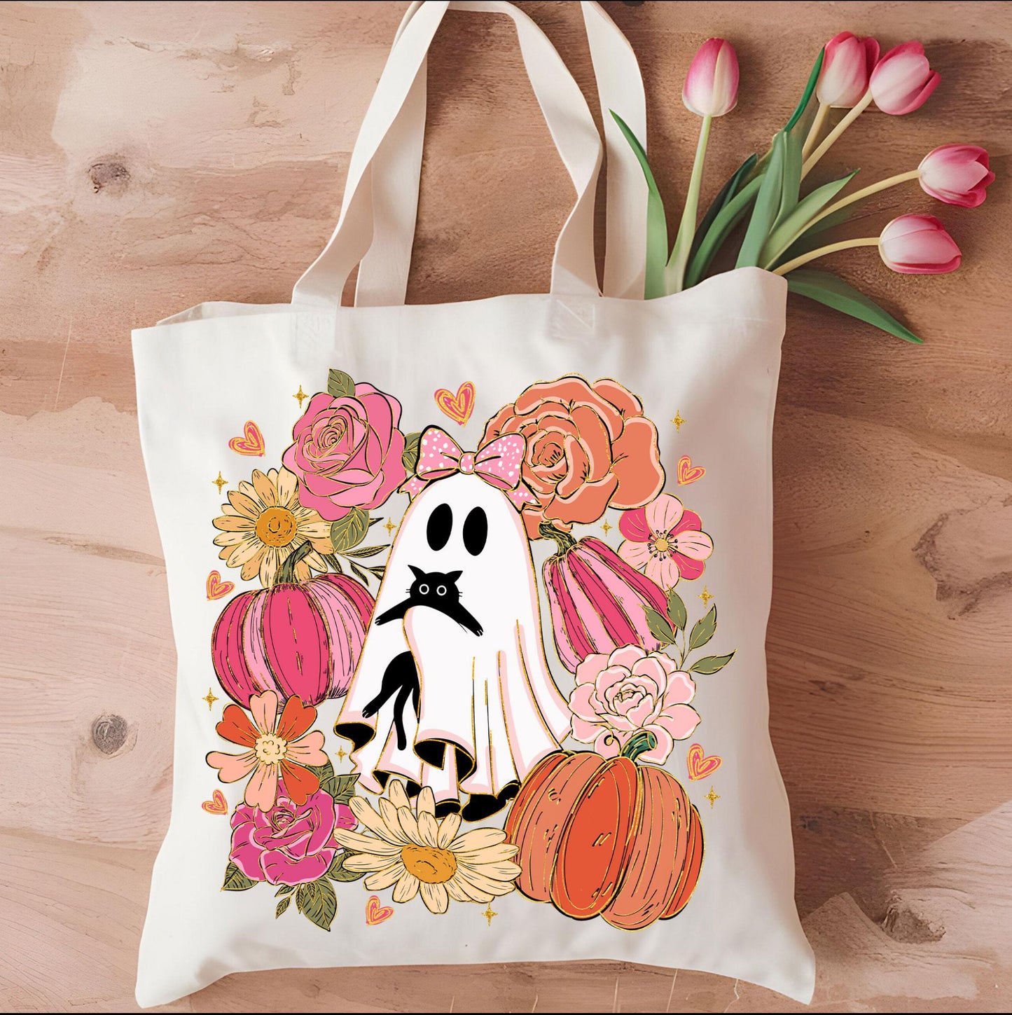 ‘’Cat lover Ghost” Tote Bag