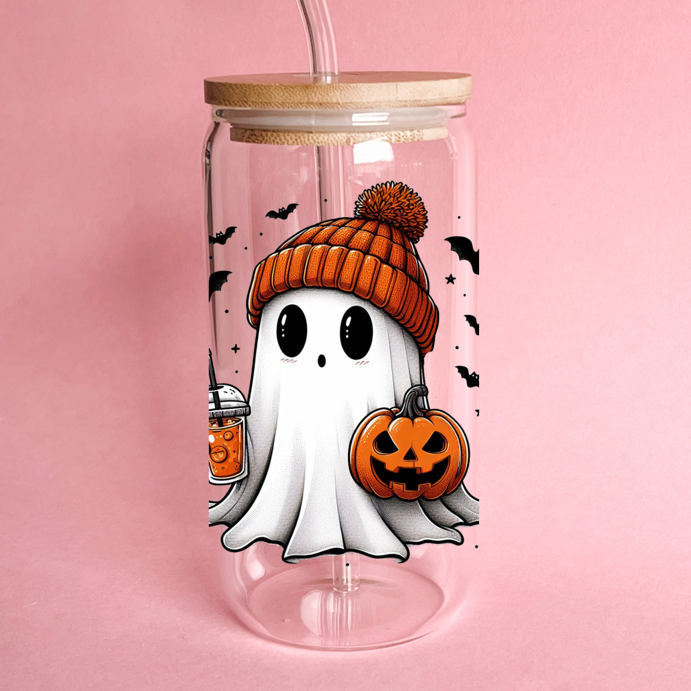 “Spooky Boo’' 16/20 oz Glass Can