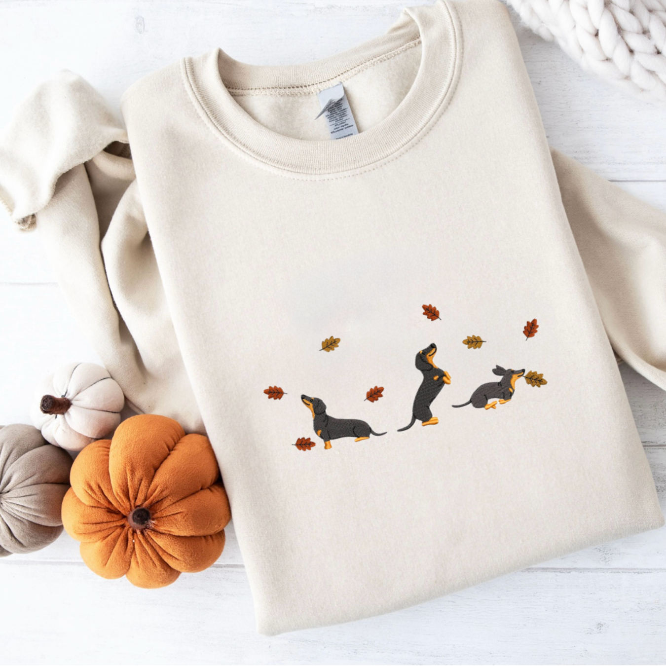 ‘’Autumn Dachshund” Embroidered Sweatshirt