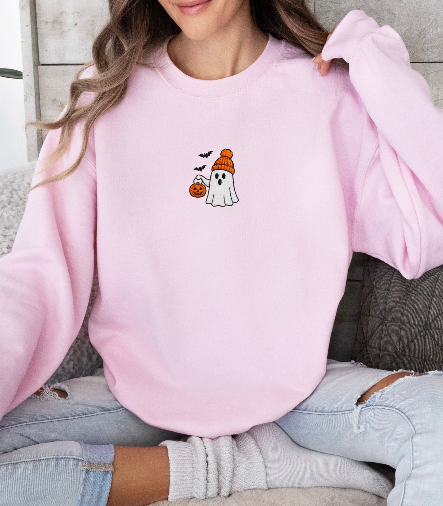 “Halloween Boo” Embroidered Sweatshirt
