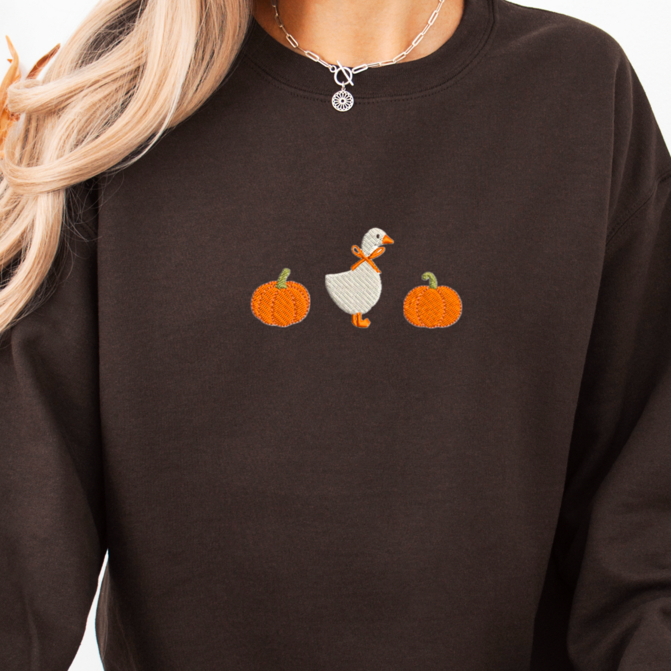 “Pumpkin Goose” Embroidered Sweatshirt
