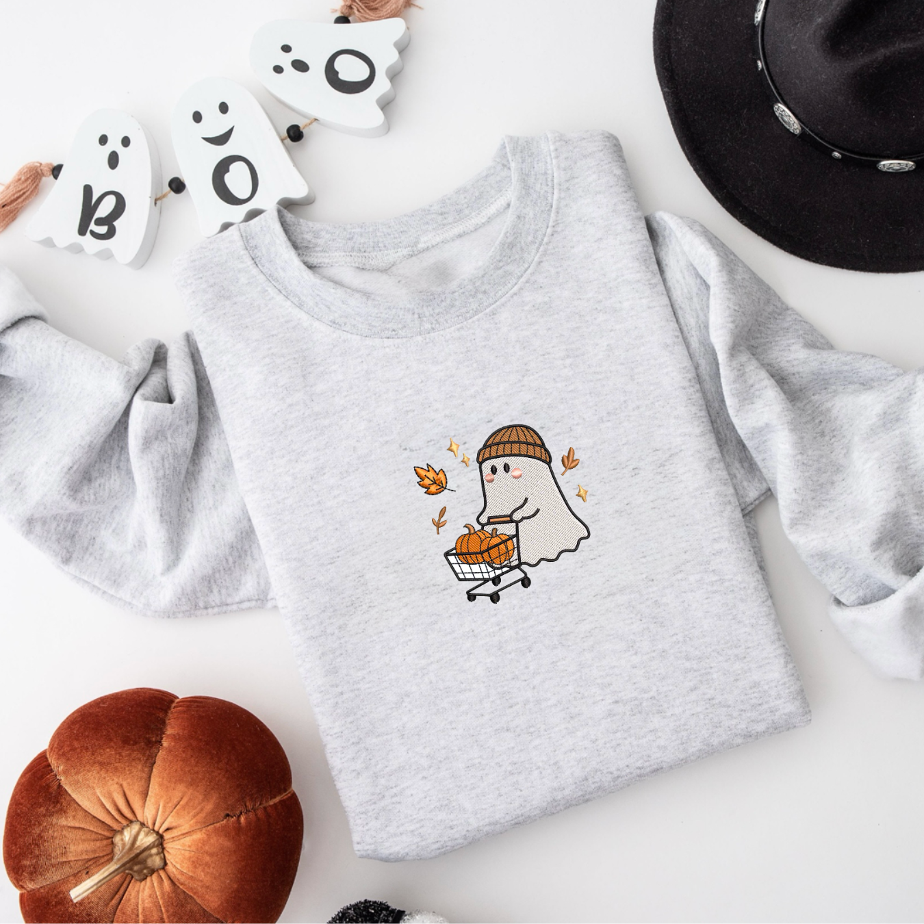 ‘’Pumpkin patch Boo” Embroidered Sweatshirt