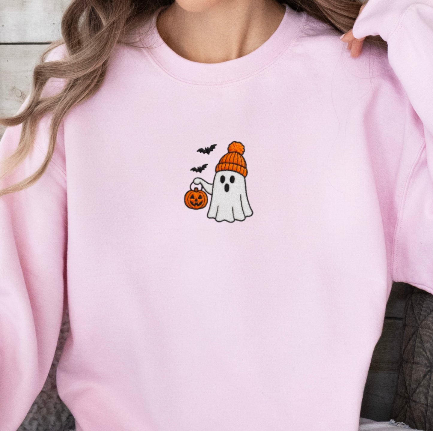 “Halloween Boo” Embroidered Sweatshirt