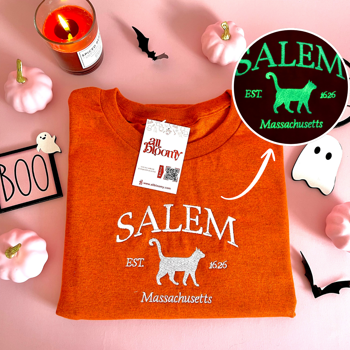 Glow in the Dark “SALEM” Embroidered Sweatshirt/T-Shirt