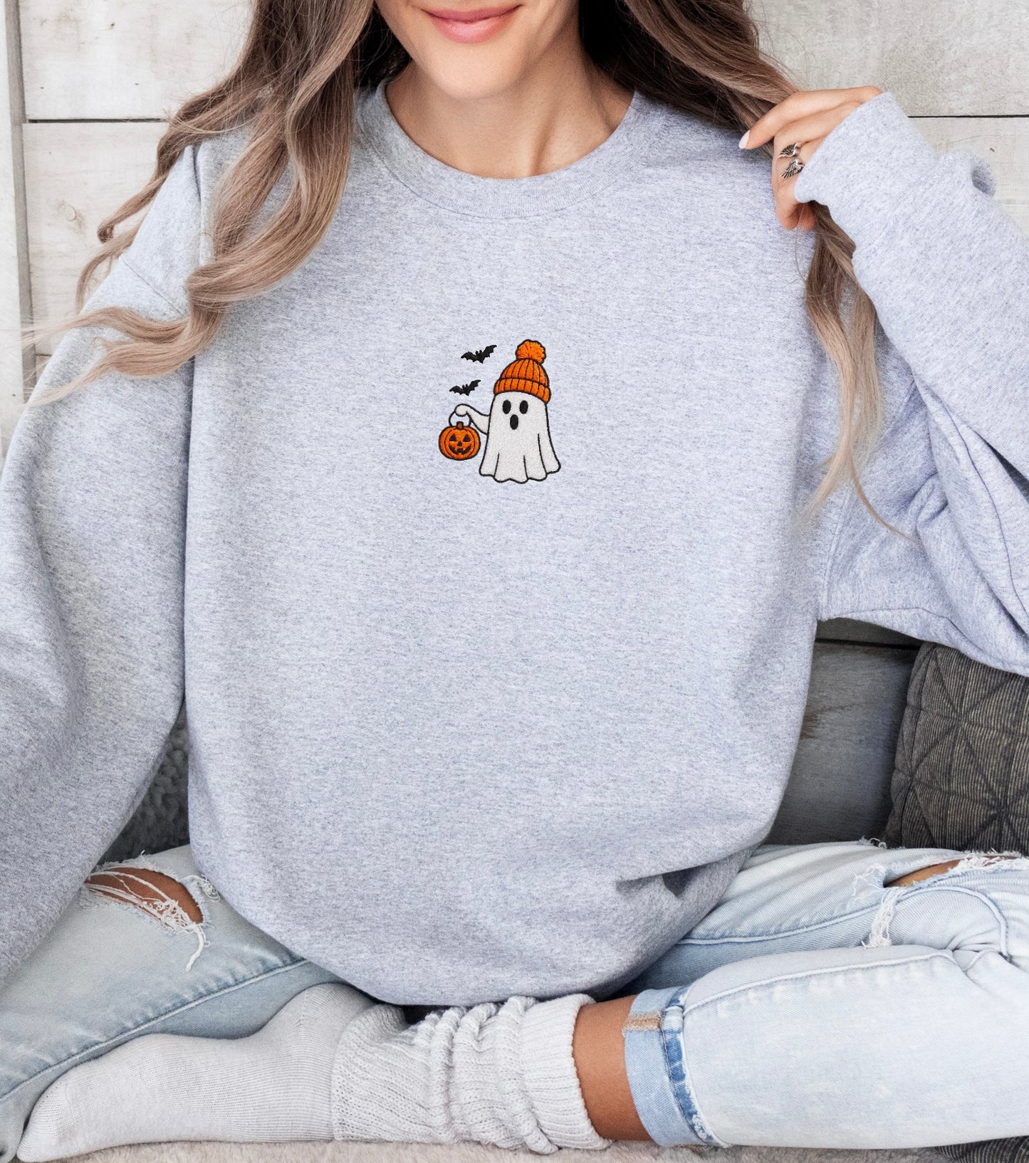 “Halloween Boo” Embroidered Sweatshirt