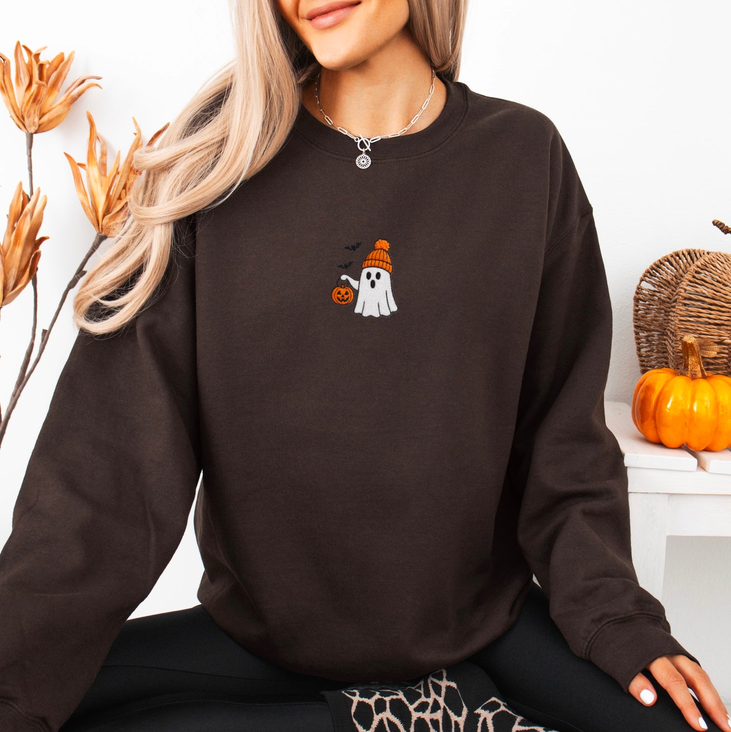 “Halloween Boo” Embroidered Sweatshirt