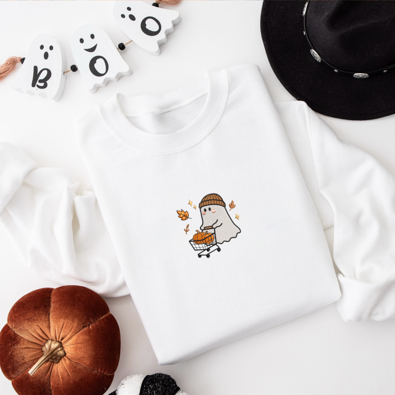‘’Pumpkin patch Boo” Embroidered Sweatshirt