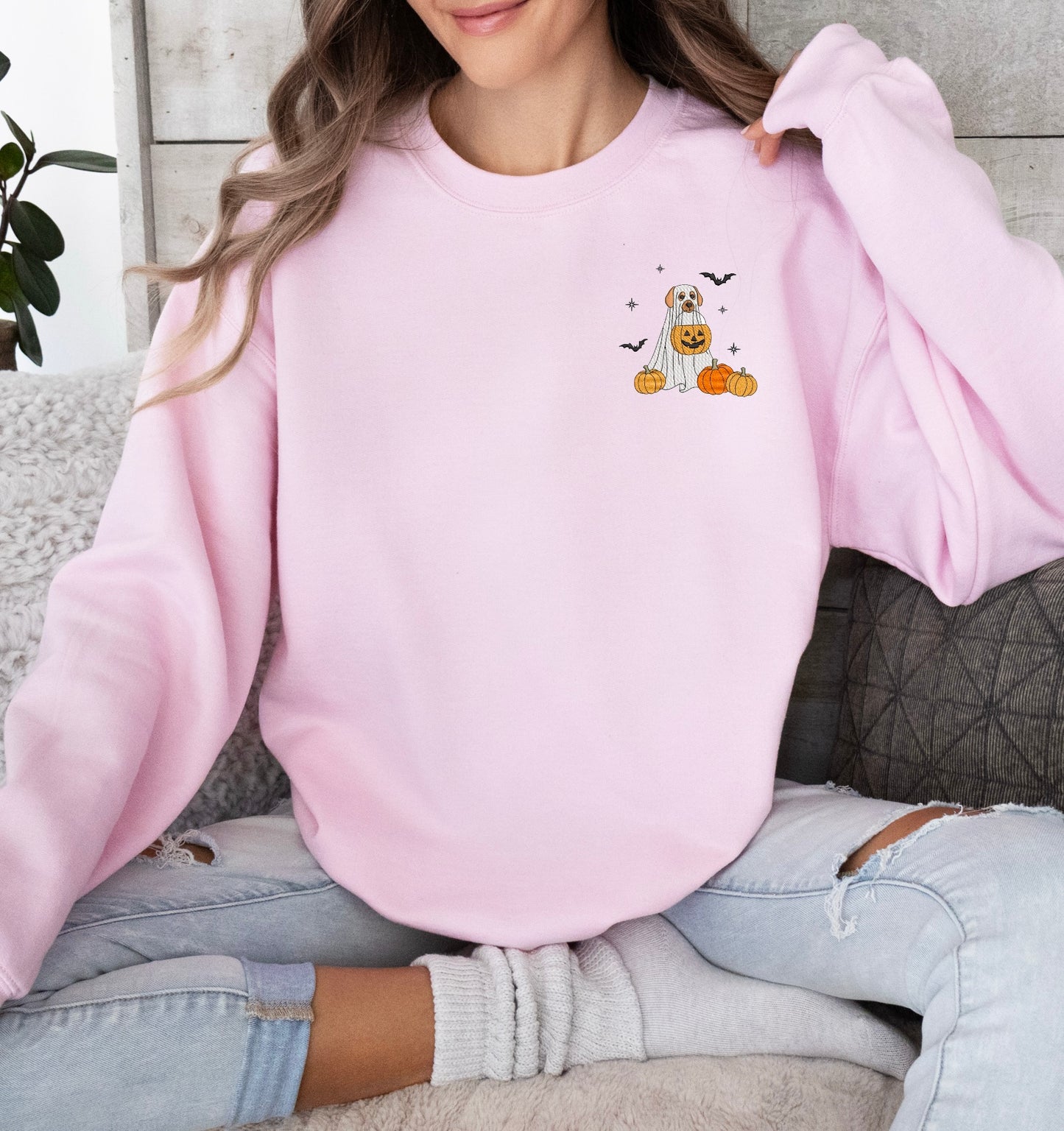 “Trick & Treat Dog Boo” Embroidered Sweatshirt