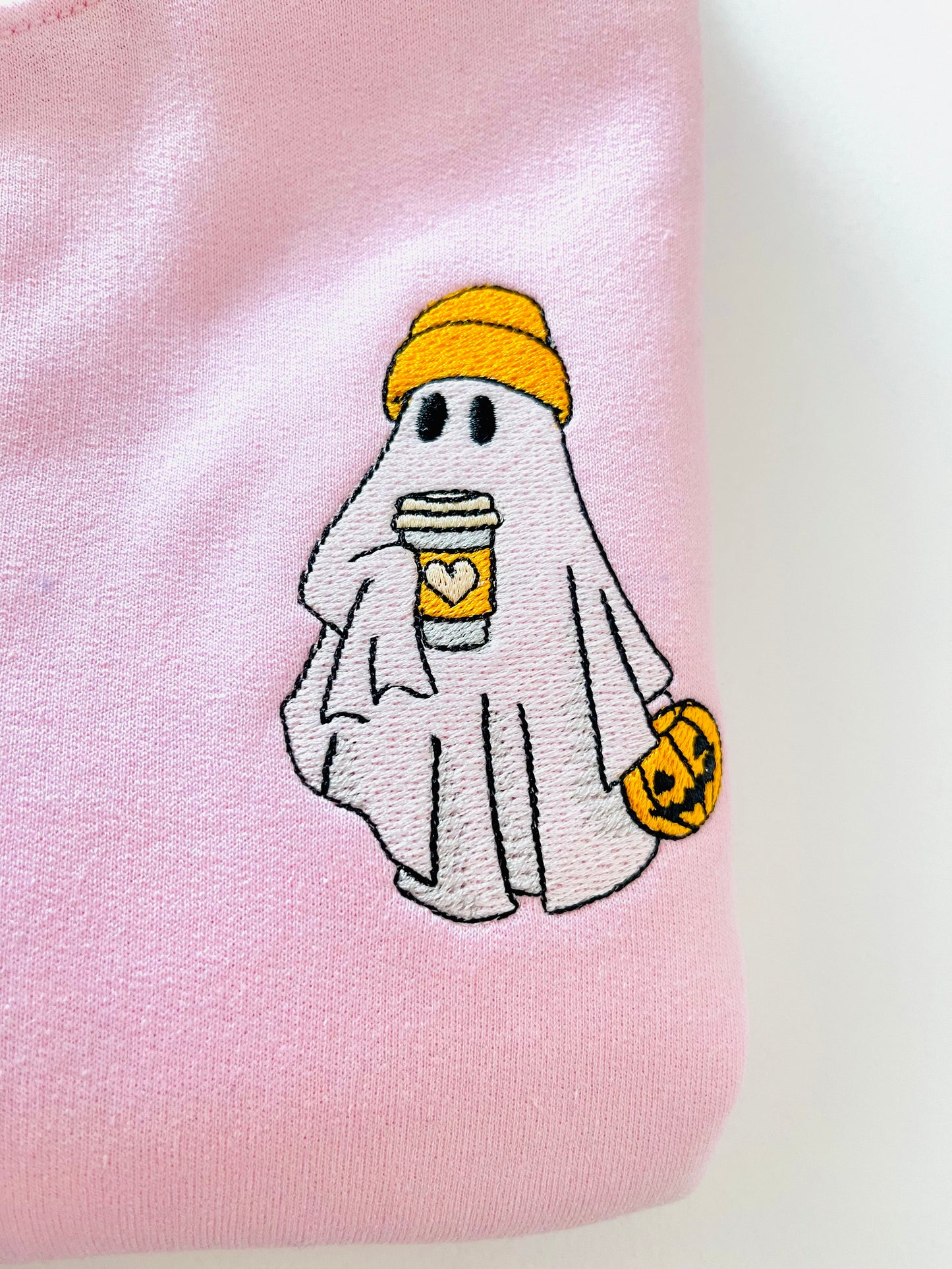 “Spooky Boo with Coffee” Embroidered Sweatshirt