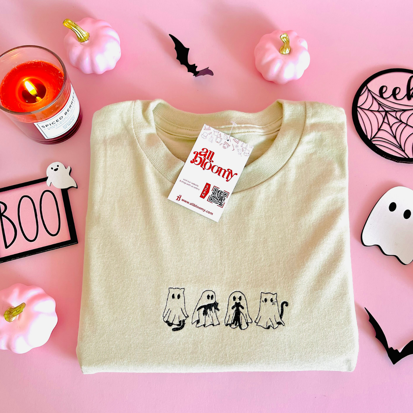 “Cat lover Ghosts” Embroidered Sweatshirt/T-Shirt