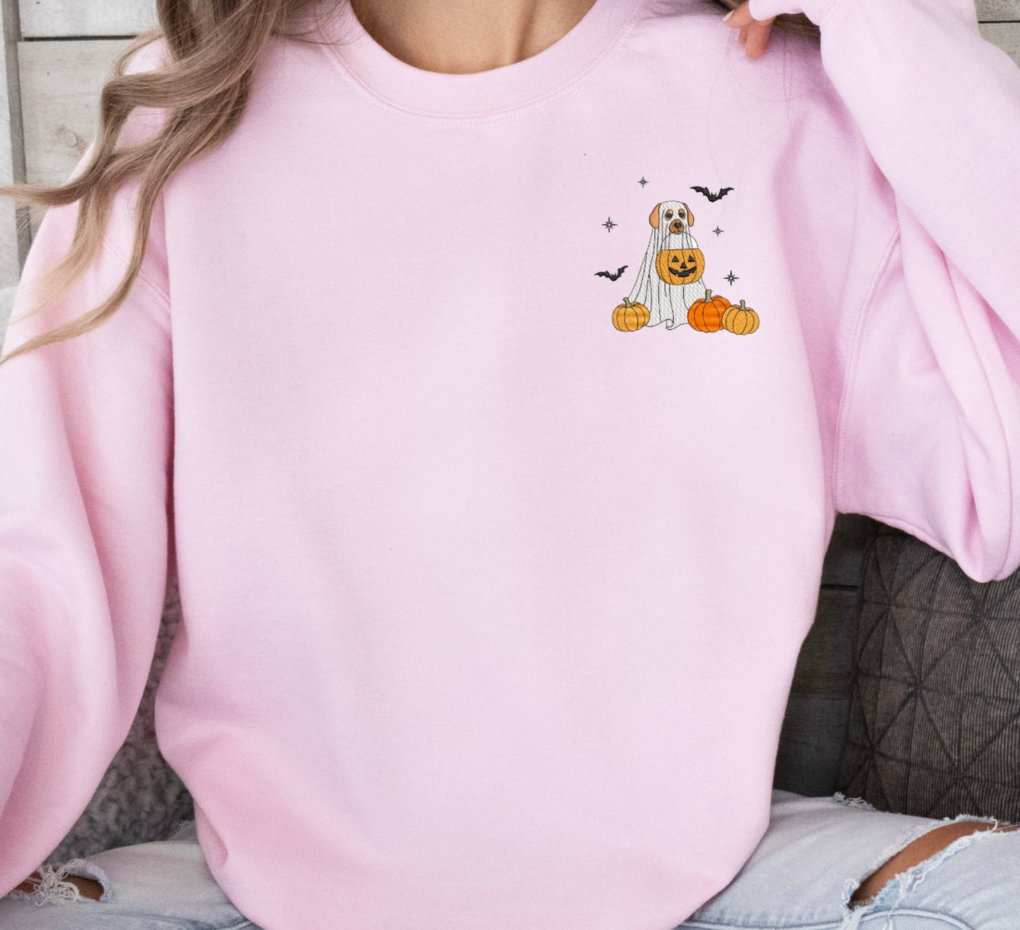 “Trick & Treat Dog Boo” Embroidered Sweatshirt