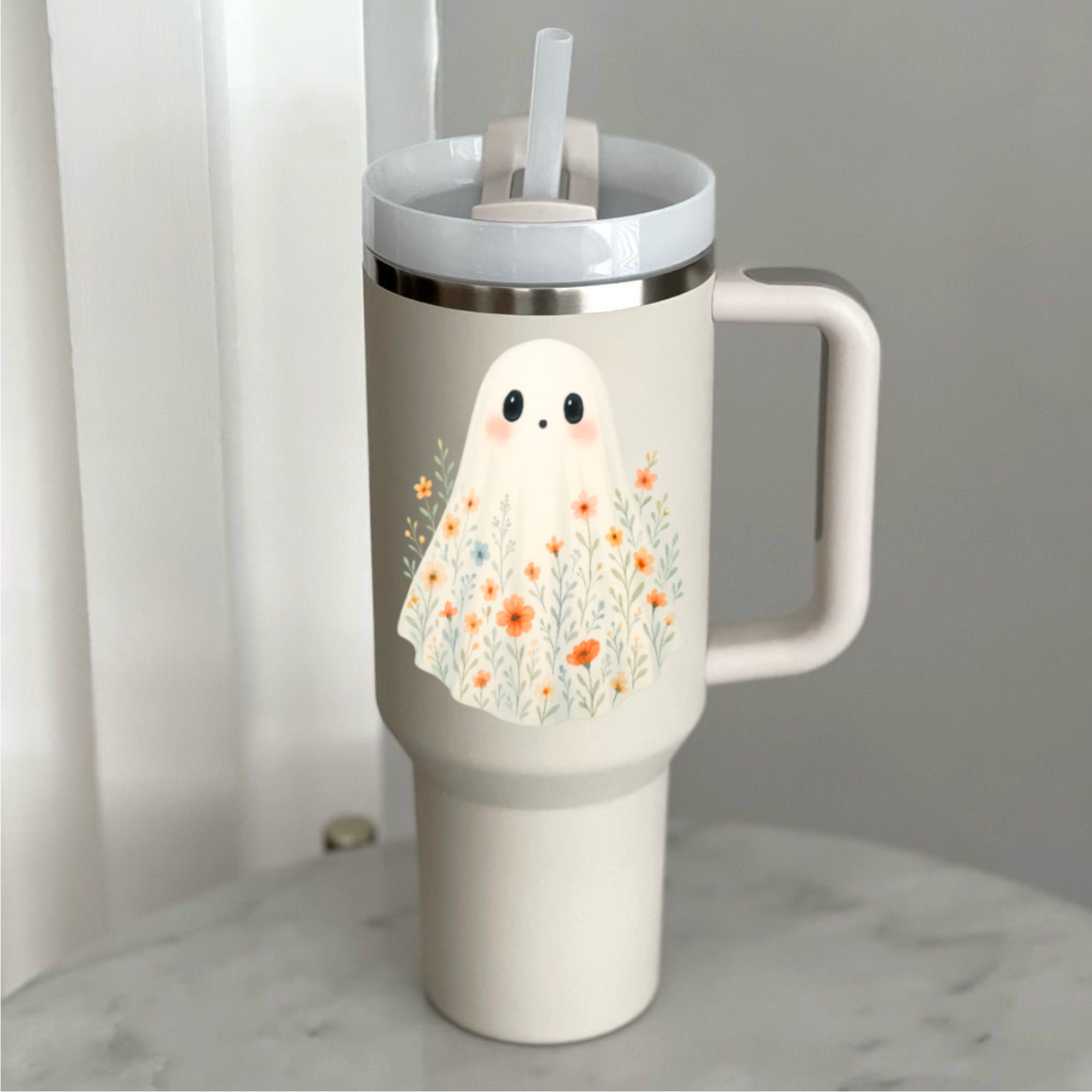 “Floral Boo” Stanley like Tumbler (40 oz)