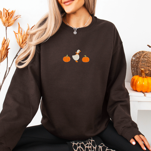 “Pumpkin Goose” Embroidered Sweatshirt