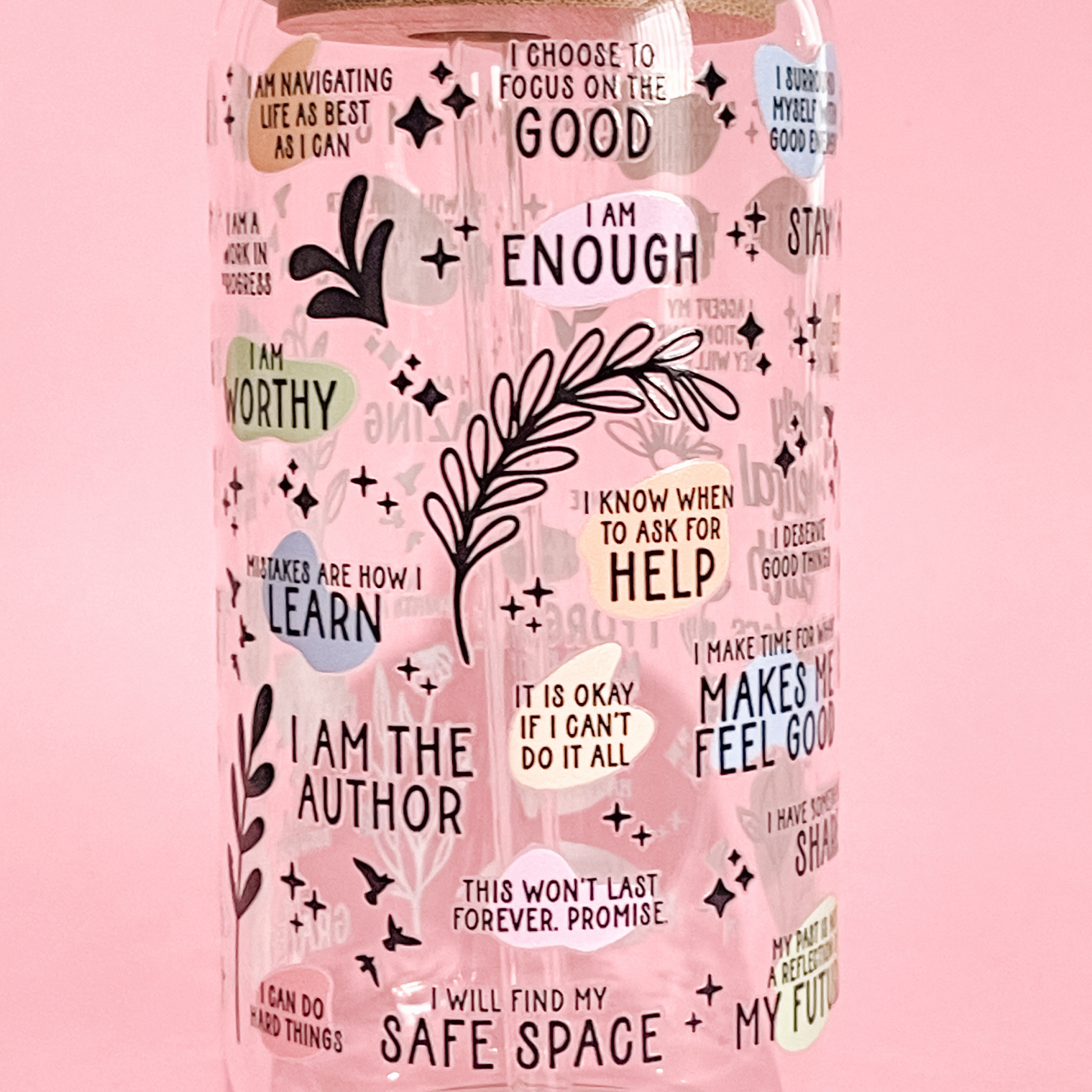 'Daily Mental Health Reminders' 16/20 oz Glass Can - All Bloomy