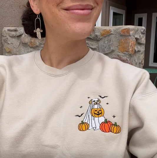 “Trick & Treat Dog Boo” Embroidered Sweatshirt
