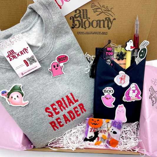 Spooky “Bookish Bundle” Embroidered Sweatshirt and Blind Book