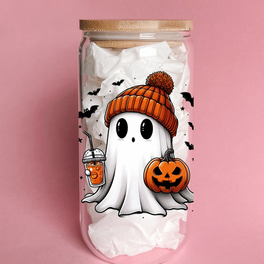 “Spooky Boo’' 16/20 oz Glass Can