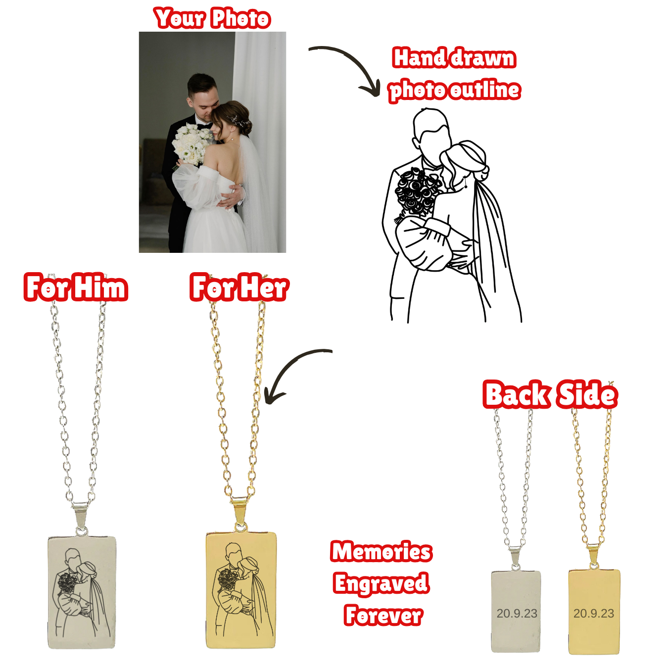 Personalised Engraved Outline Necklace