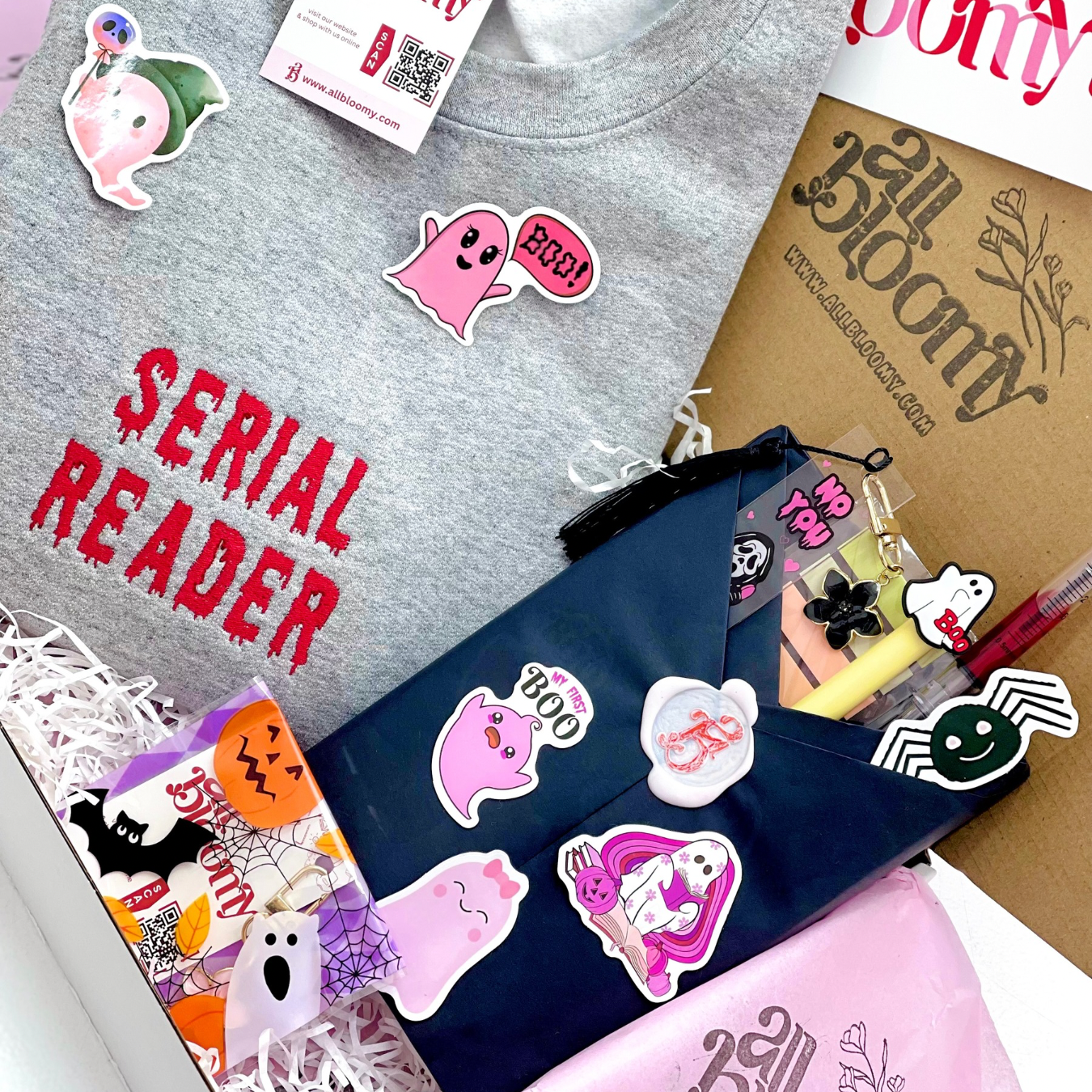 Spooky “Bookish Bundle” Embroidered Sweatshirt and Blind Book