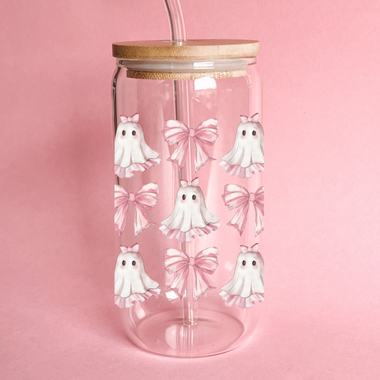“Boo Bows” 16/20 oz Glass Can