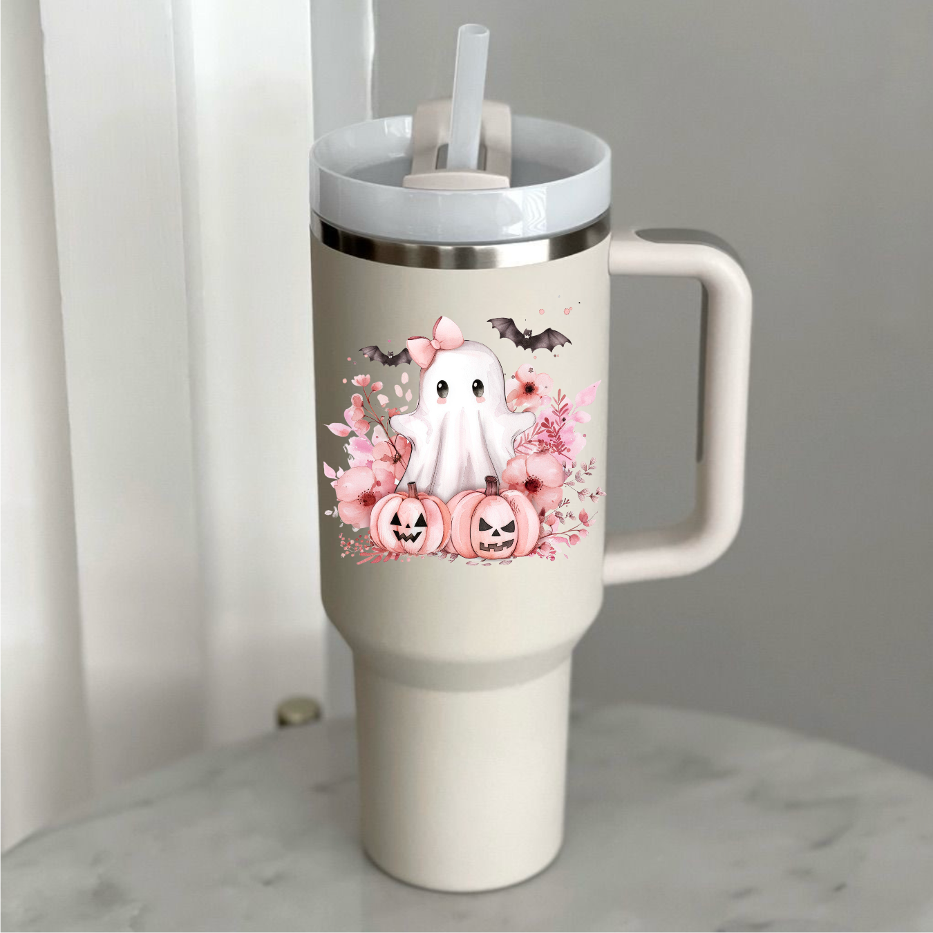 “Pink Spooky Boo” Stanley like Tumbler (40 oz)