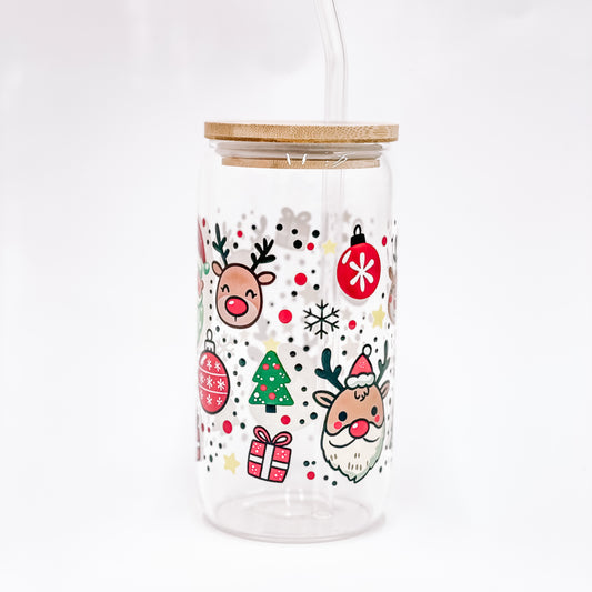 “Holiday Vibes ’' 16/20 oz Glass Can