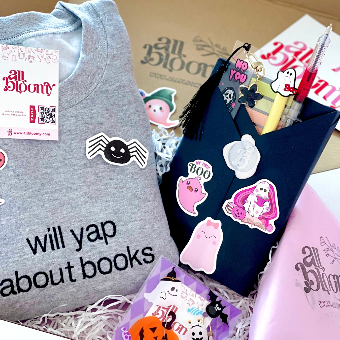 Spooky “Bookish Bundle” Embroidered Sweatshirt and Blind Book