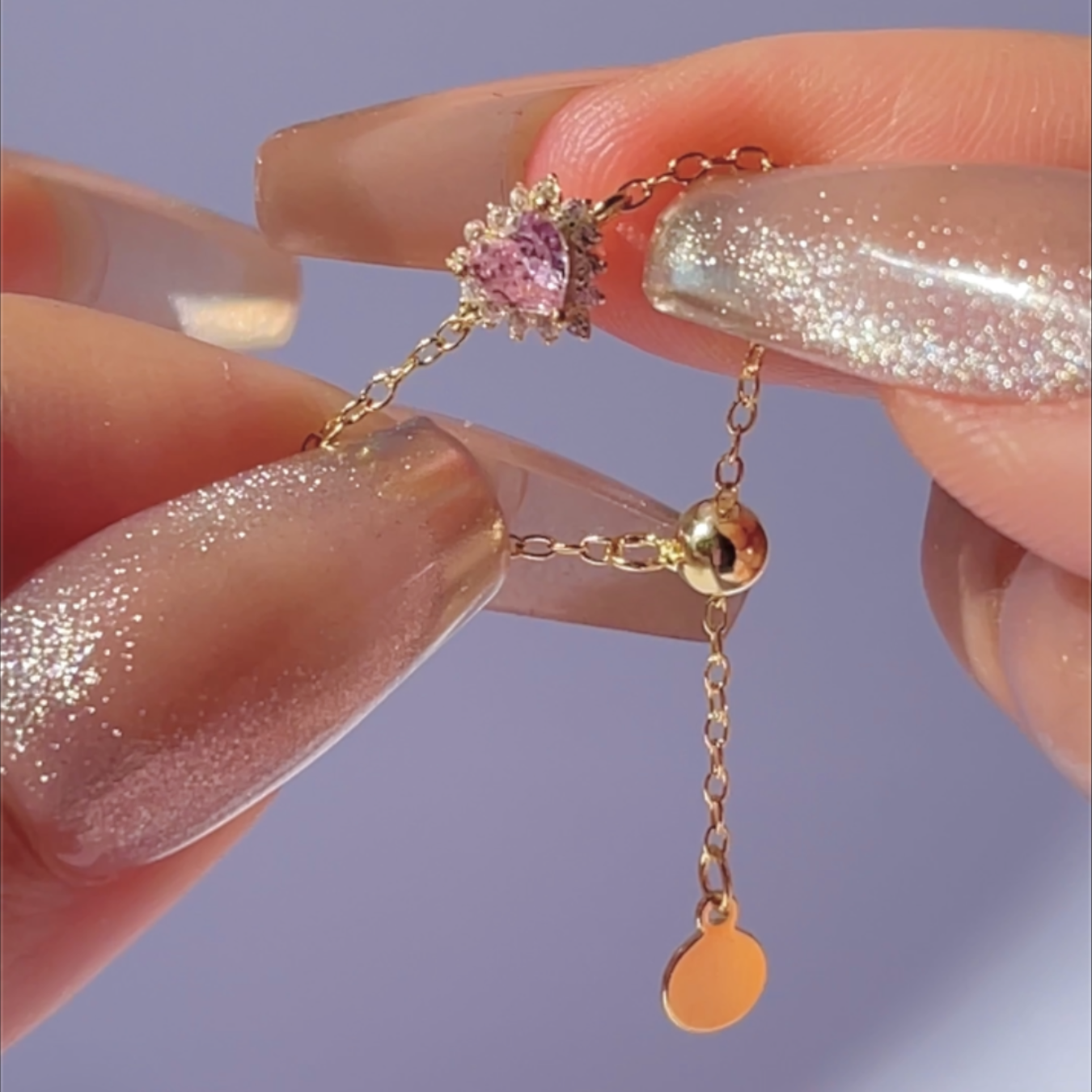 “Pink Heart” Chain Ring