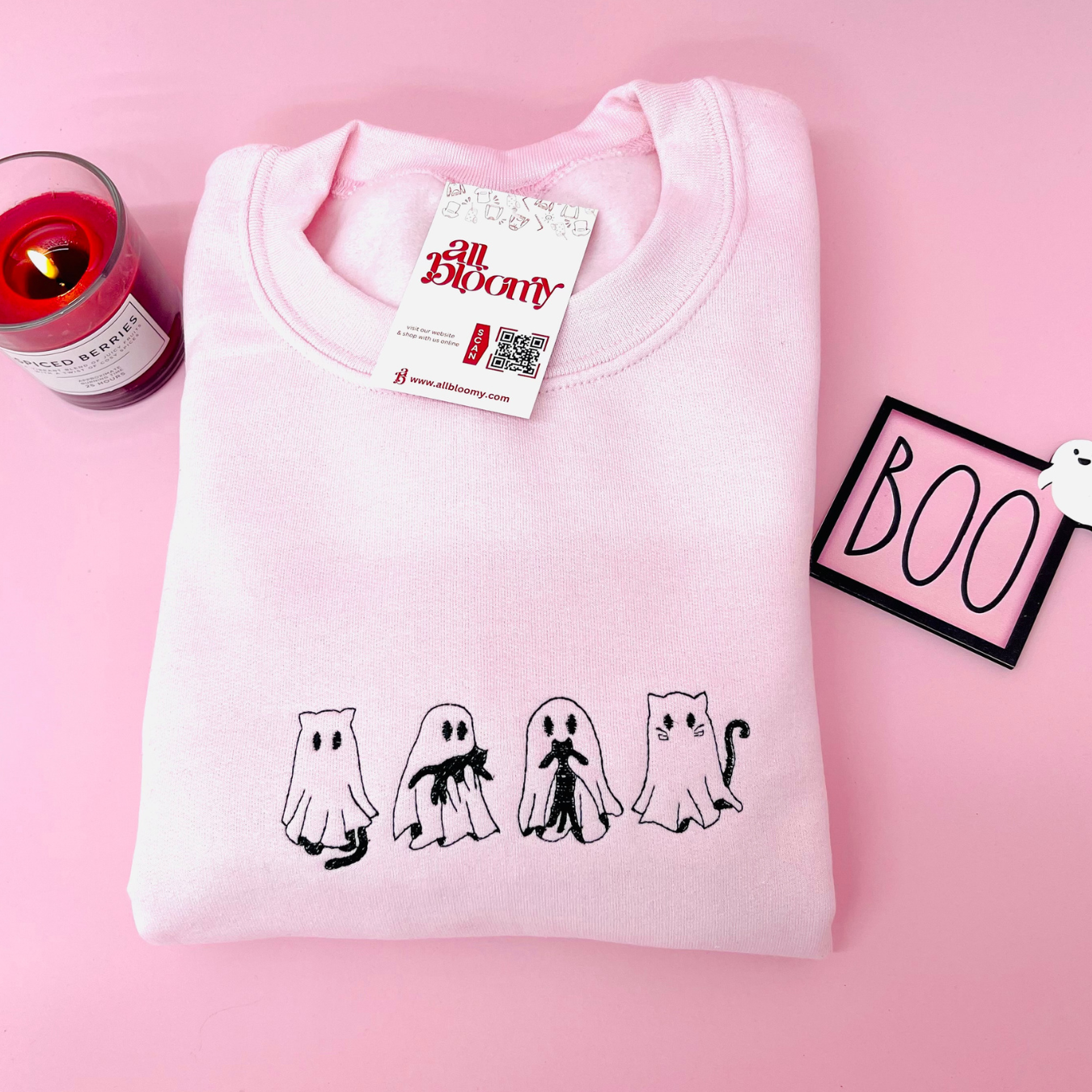 “Cat lover Ghosts” Embroidered Sweatshirt/T-Shirt