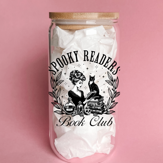 “Spooky Readers Bookclub” 16/20 oz Glass Can