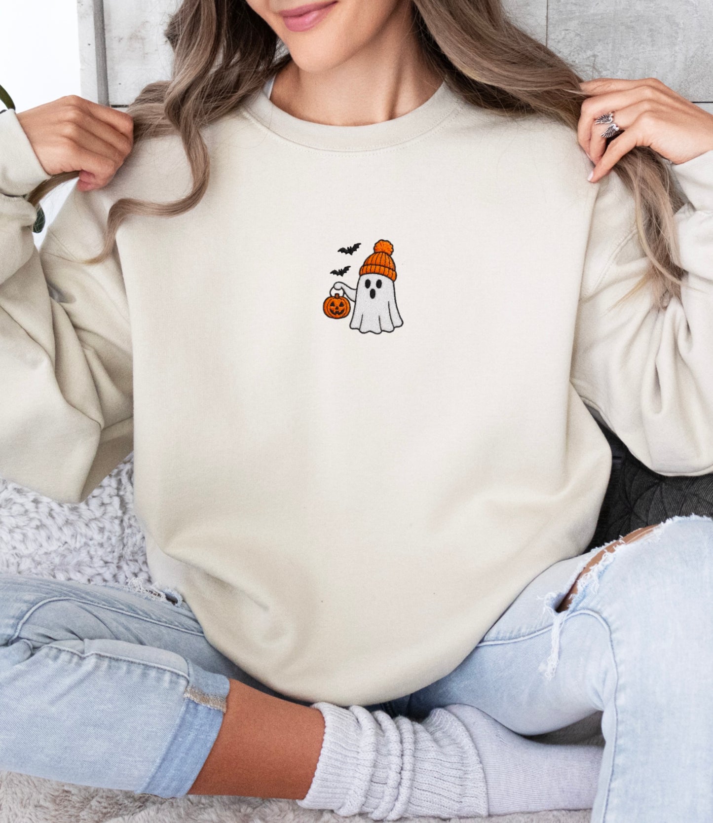 “Halloween Boo” Embroidered Sweatshirt