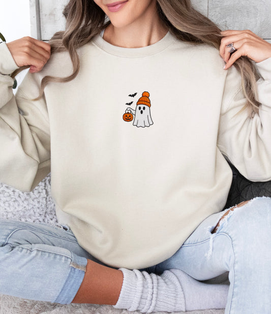 “Halloween Boo” Embroidered Sweatshirt