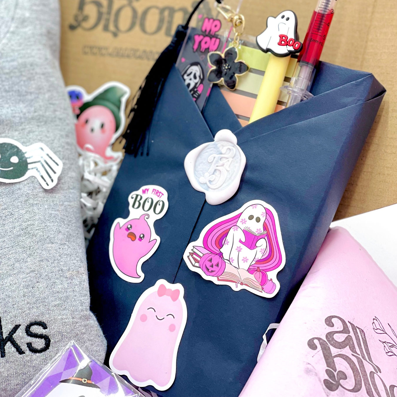 Spooky “Bookish Bundle” Embroidered Sweatshirt and Blind Book