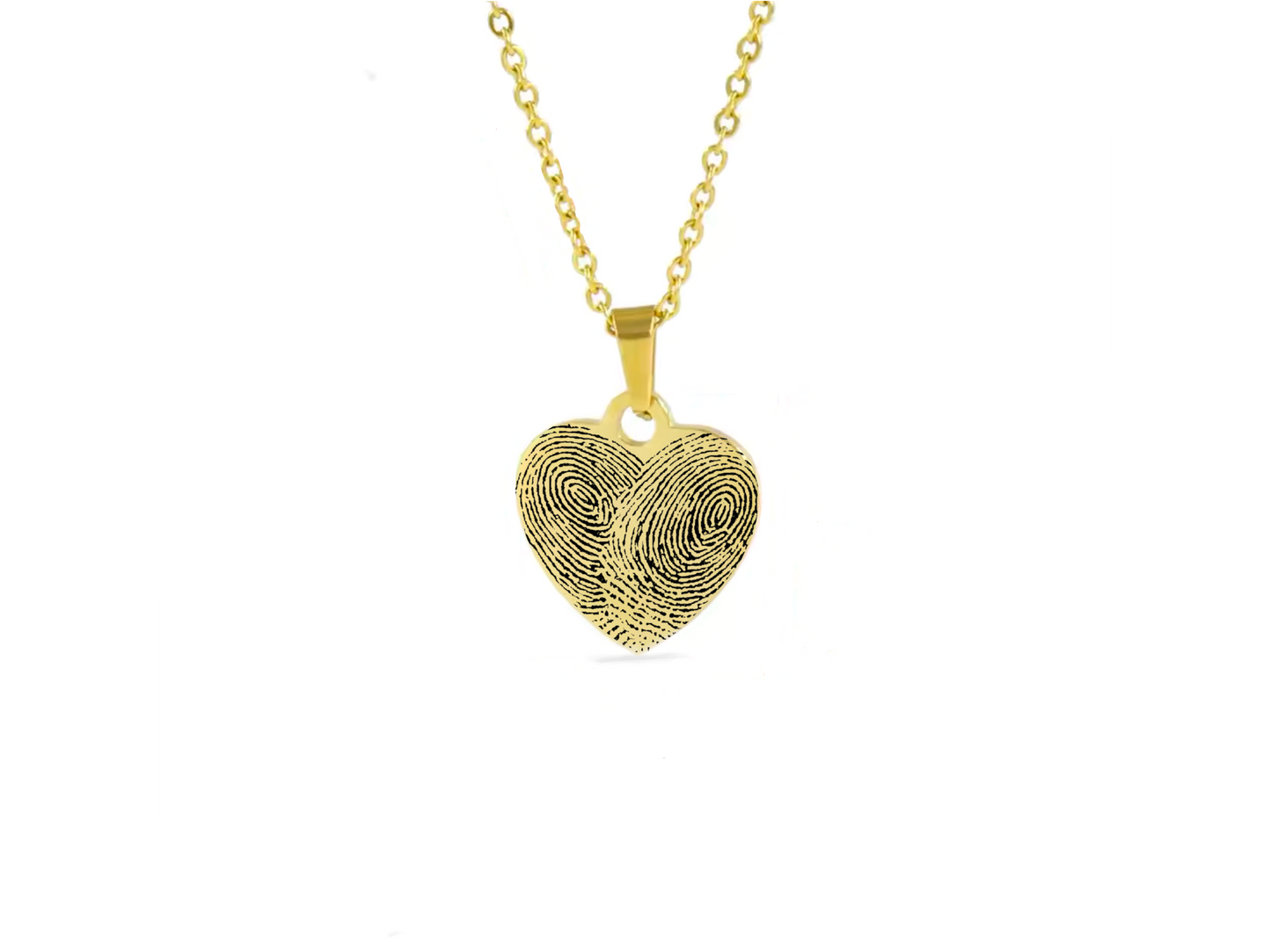 Fingerprints Engraved Heart Necklace (Gold)