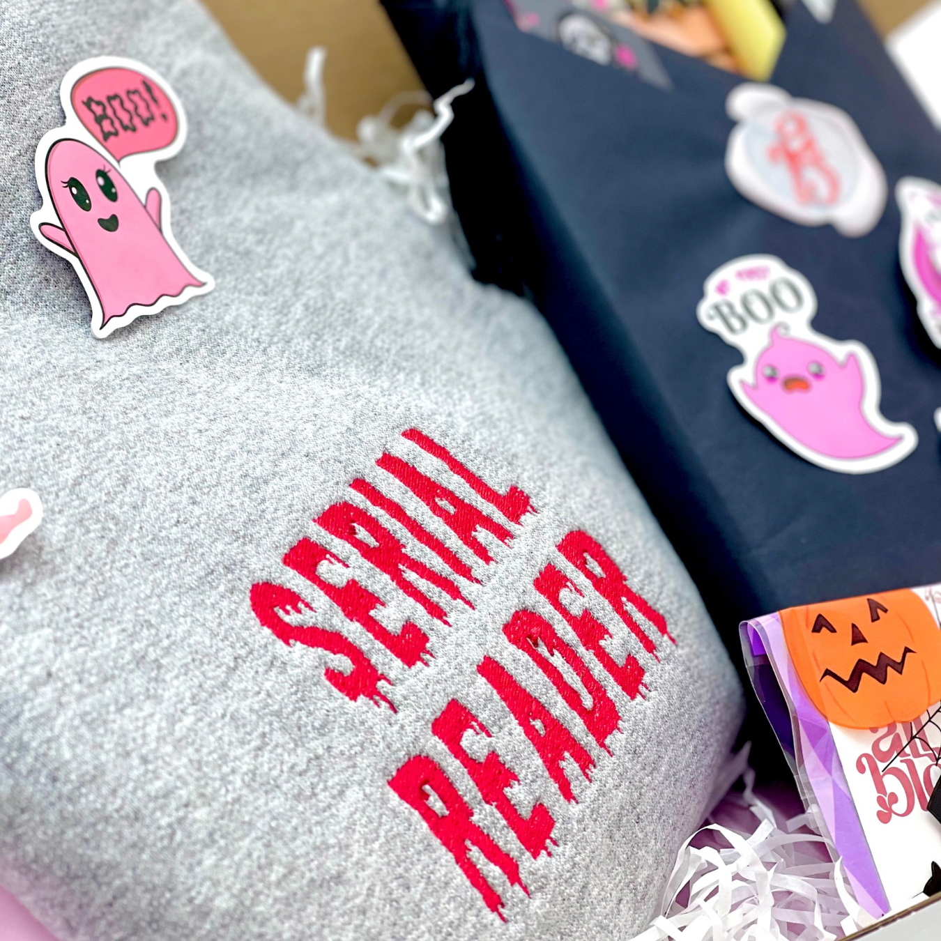 Spooky “Bookish Bundle” Embroidered Sweatshirt and Blind Book