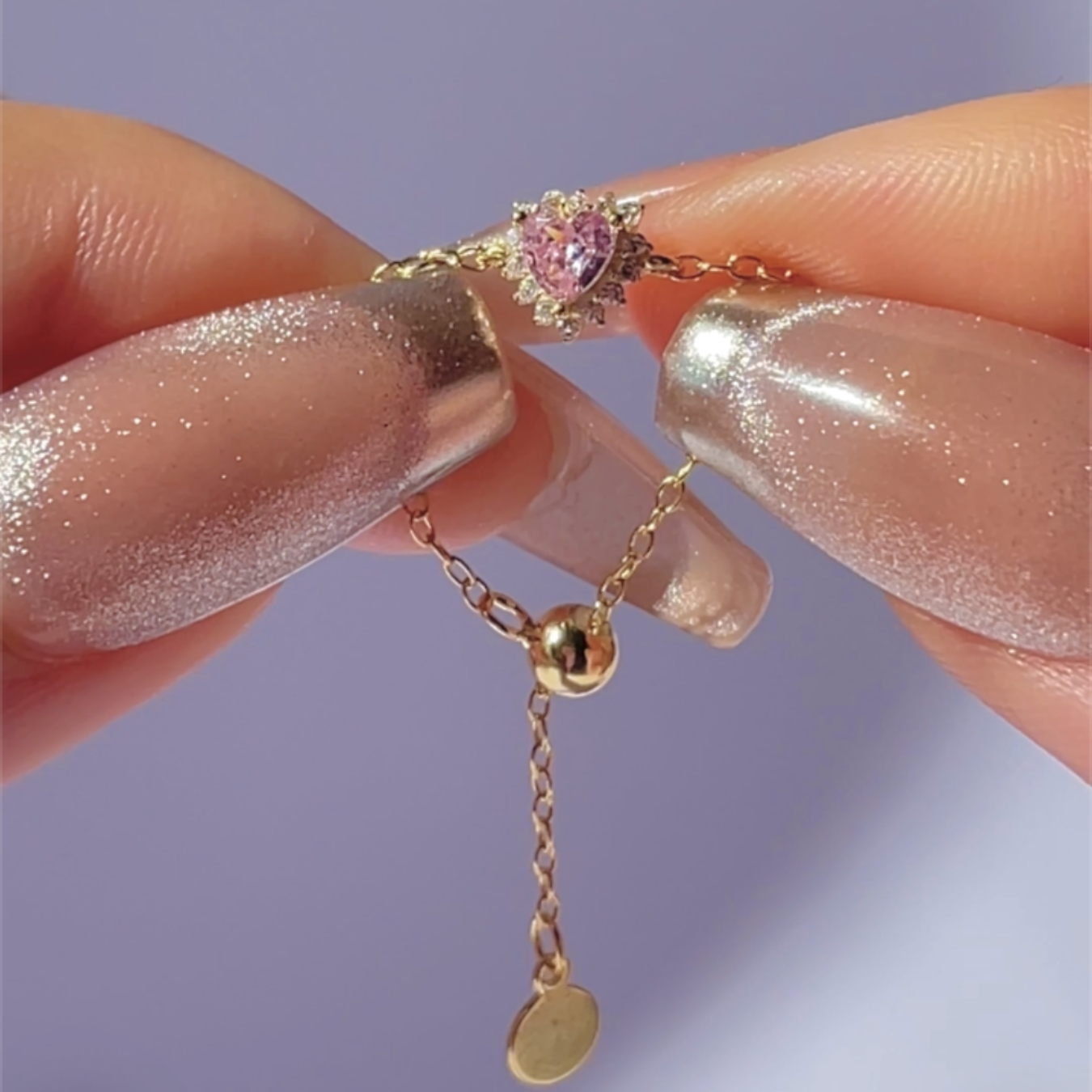 “Pink Heart” Chain Ring