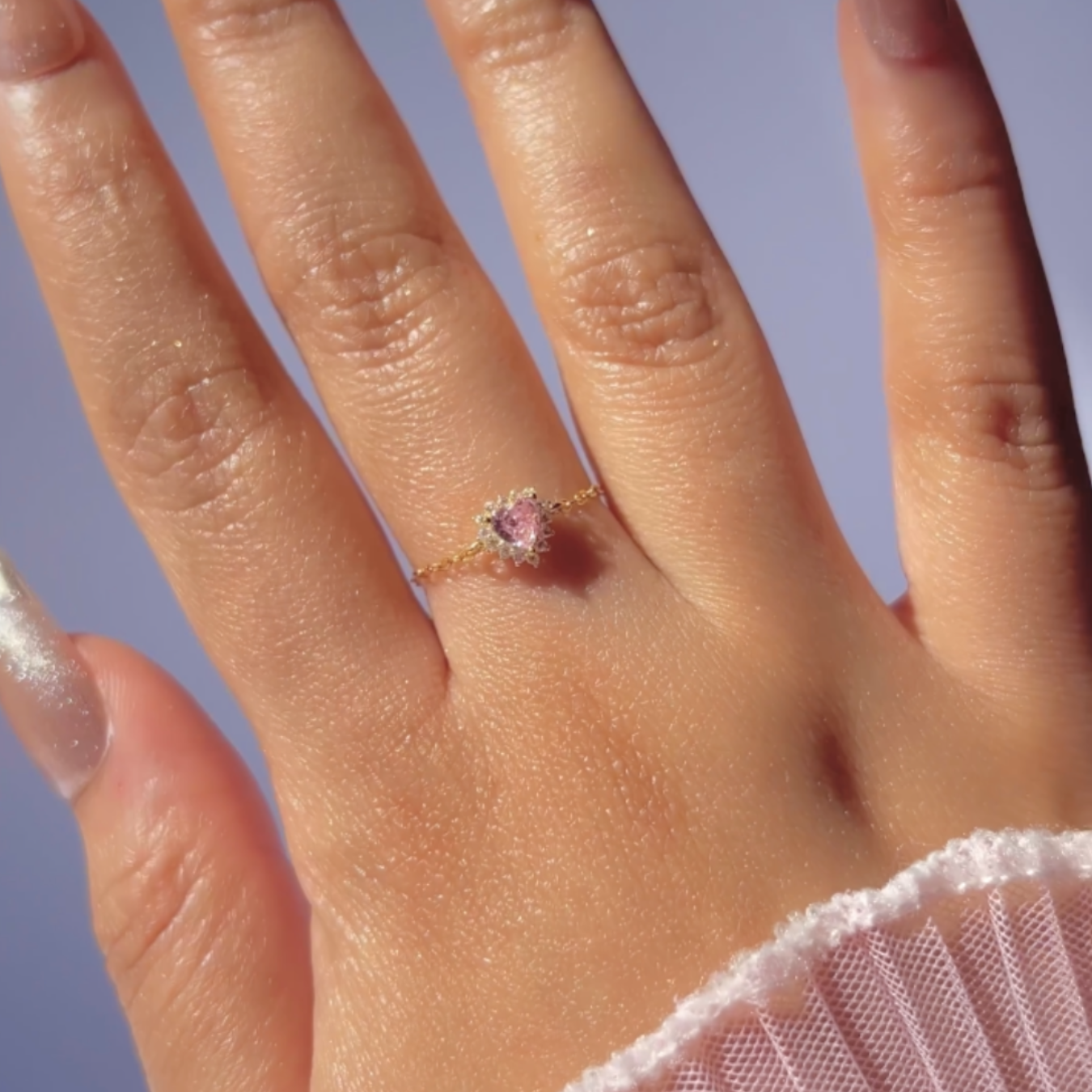 “Pink Heart” Chain Ring