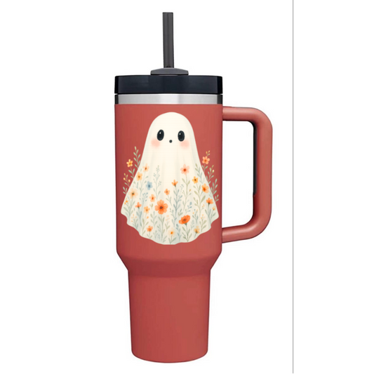 “Floral Boo” Stanley like Tumbler (40 oz)
