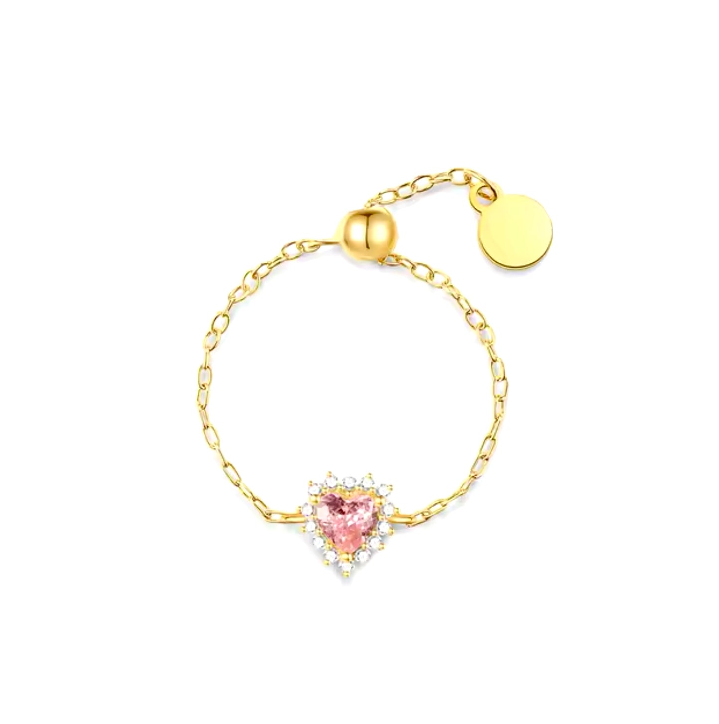 “Pink Heart” Chain Ring
