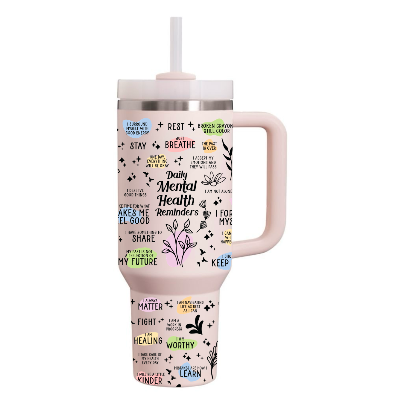 ‘’Daily Mental Health Reminders” Tumbler (40 oz)