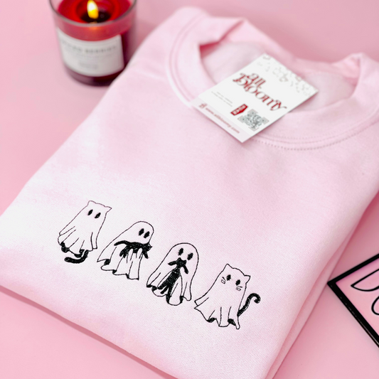 “Cat lover Ghosts” Embroidered Sweatshirt/T-Shirt